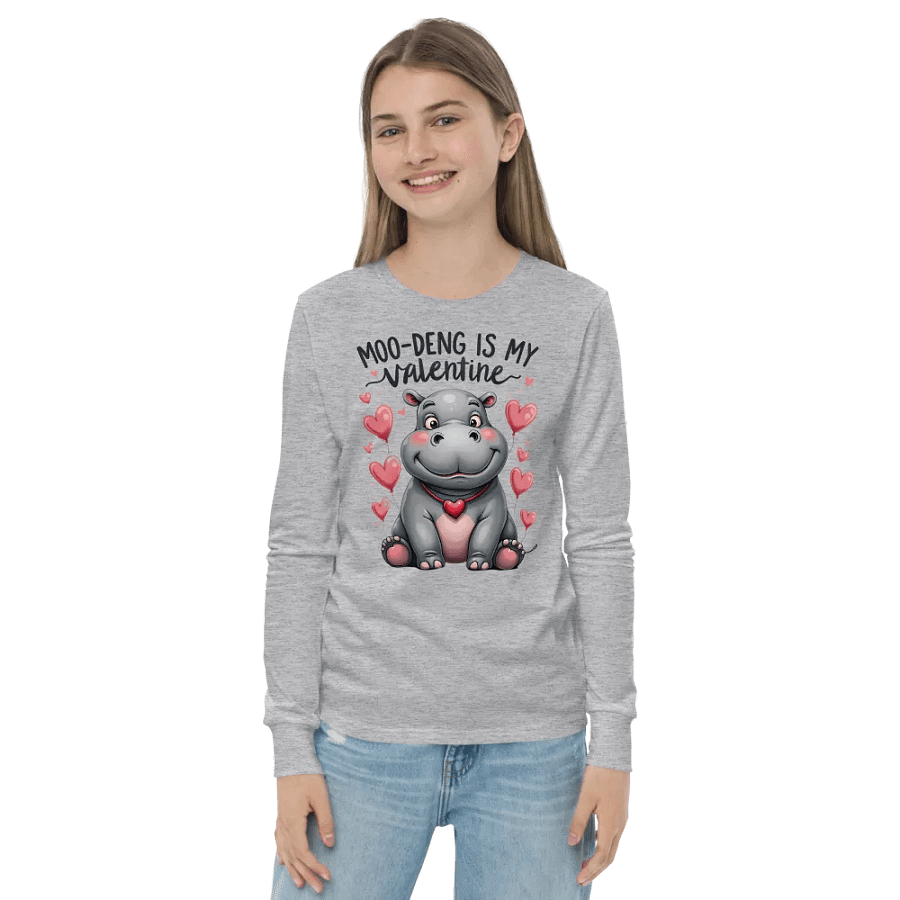 Moo-Deng is My Valentine Long Sleeve Tee product image (2)