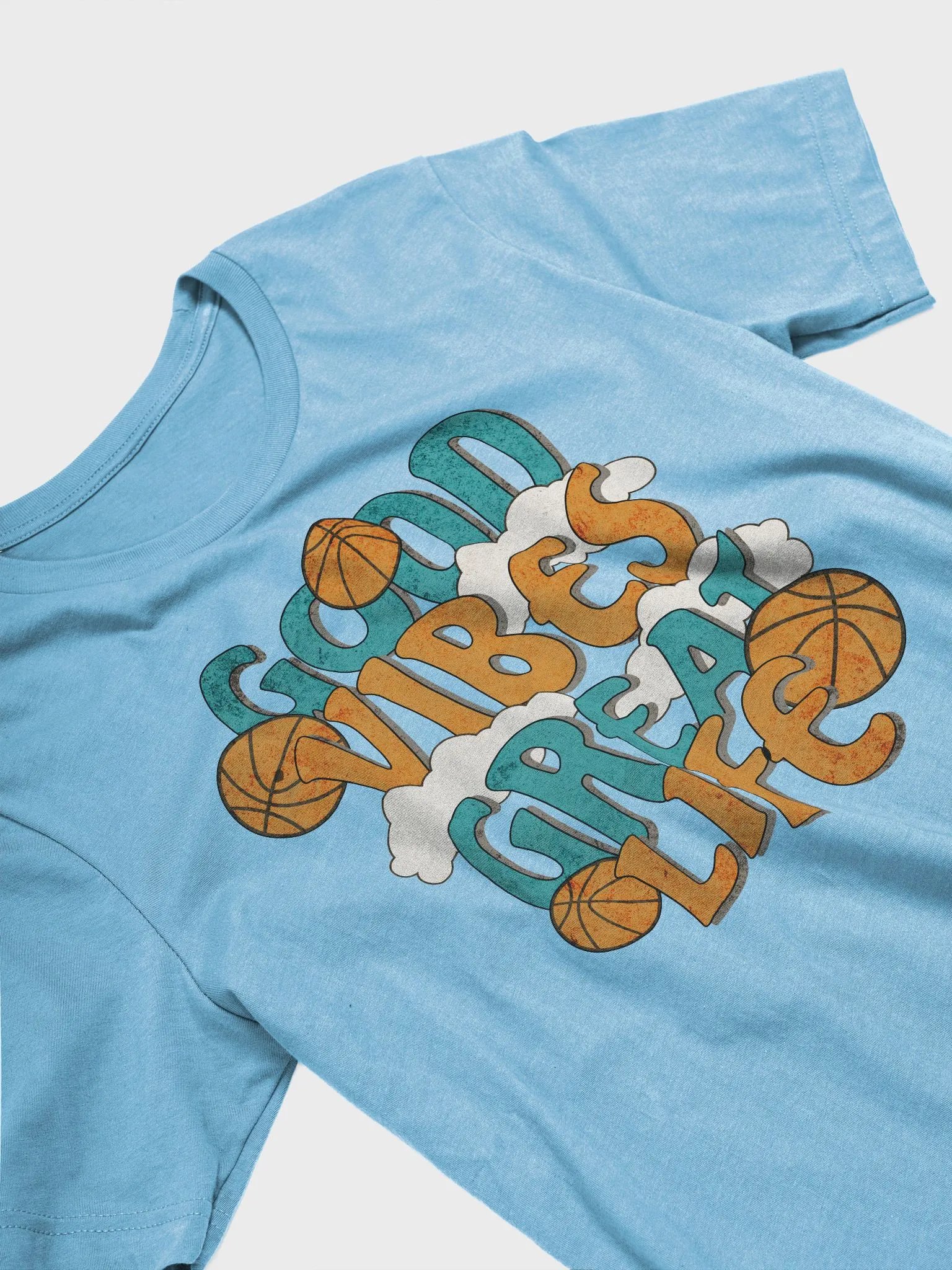 Good Vibes Great Life Basketball Cloudy Hoops T-Shirt product image (2)