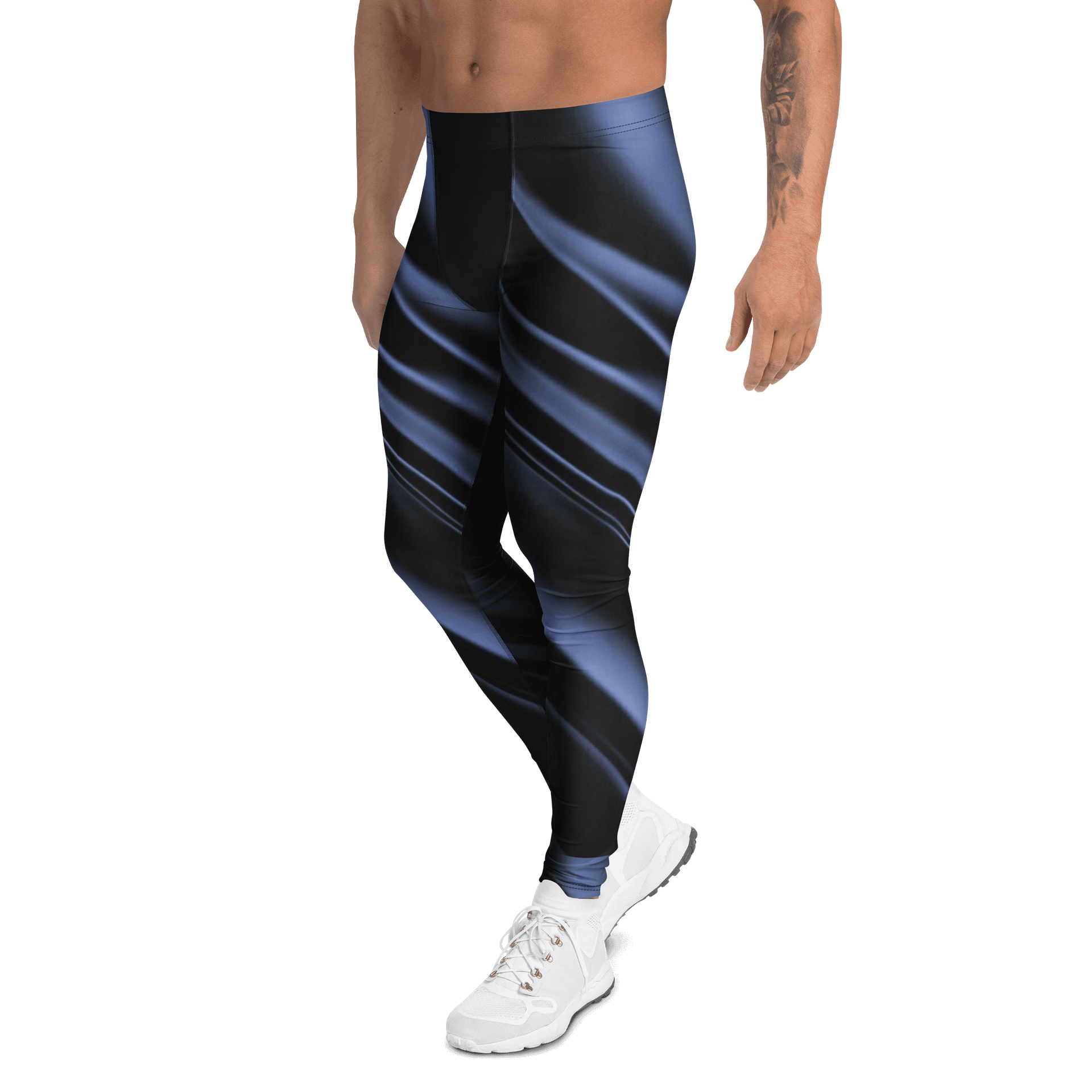 Futuristic Wave Stripes Print Men's Leggings product image (4)