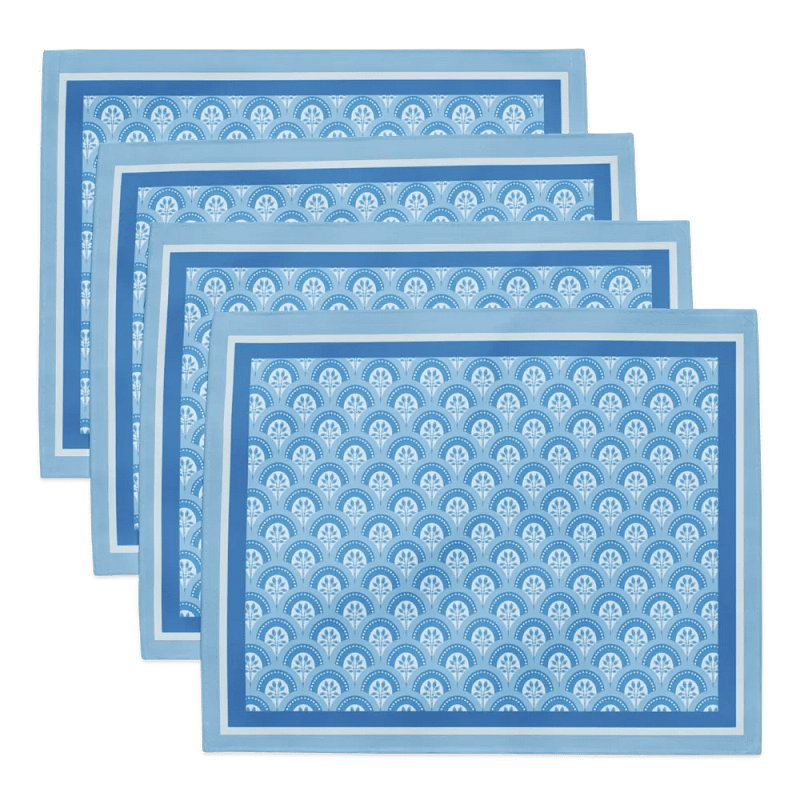 Le Blue Deco Placemat Set – Elegant Art Deco Dining (4-Piece)