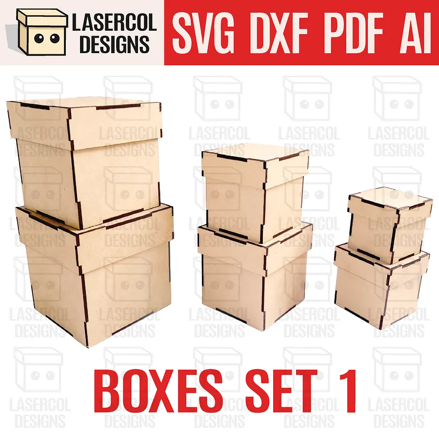 Boxes Bundle (Set 1-2-3-4-5-6-7-8) - Laser Cut Files product image (3)