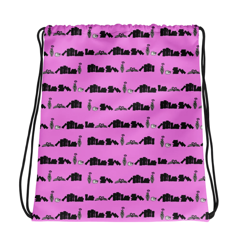 Classy Bookshelf Drawstring Bag (Pink) product image (1)