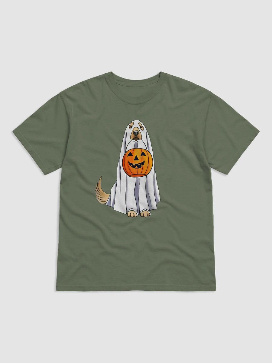 Funny Golden Retriever Halloween Tee | Cute Ghost Goldie Holding a Pumpkin Basket Halloween and Fall Shirt product image (2)