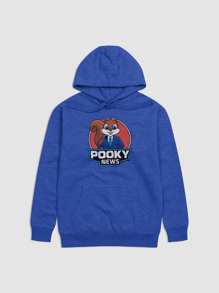 Super Soft Hoodie: Pooky News, Pooky in a suit with a red circular background product image (1)