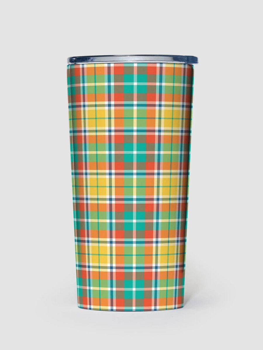 Yellow and Seafoam Green Plaid Travel Tumbler product image (2)