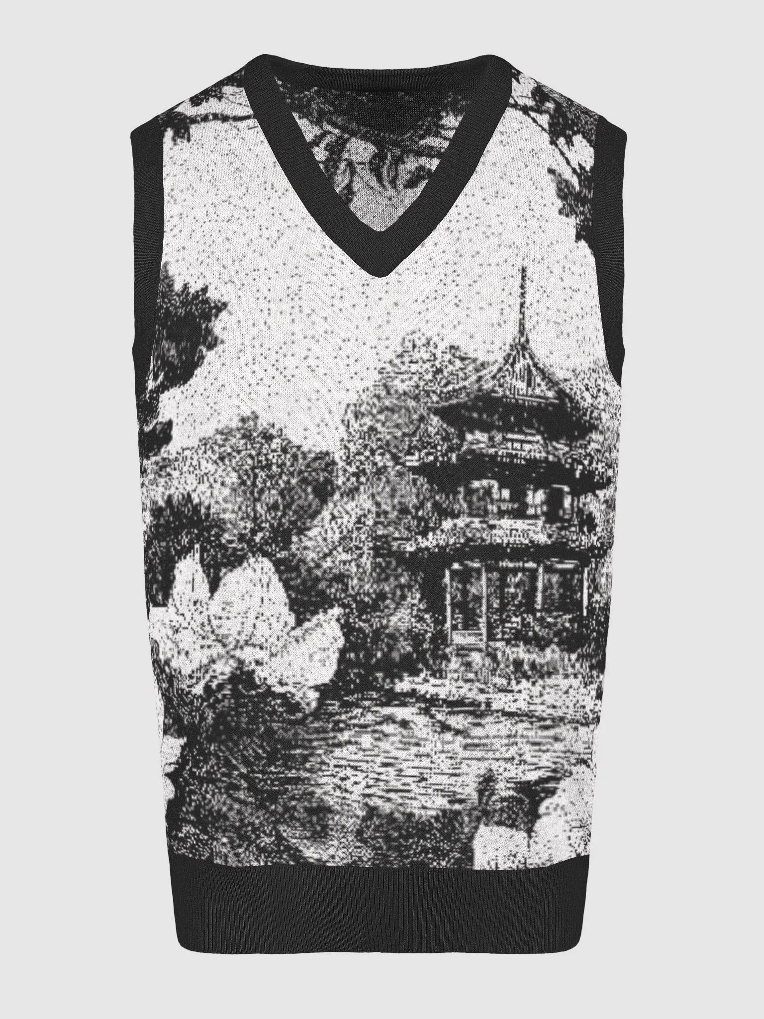 Tranquil Landscape Knit V-Neck Vest product image (3)