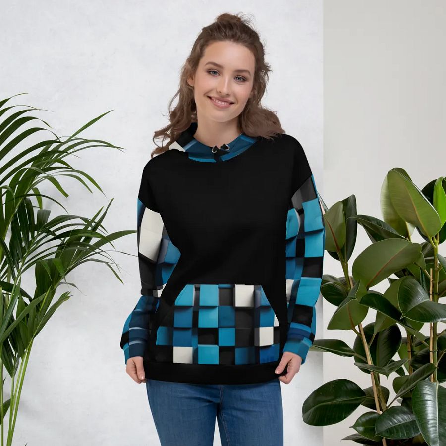 Black And Blue Squares Unisex Hoodie product image (5)
