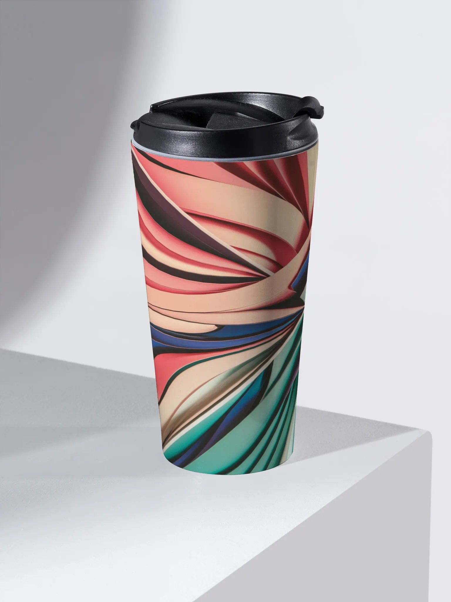Graphic Grove 15oz Stainless Steel Travel Mug - Abstract Swirling Design, Insulated, Spill-Proof product image (1)