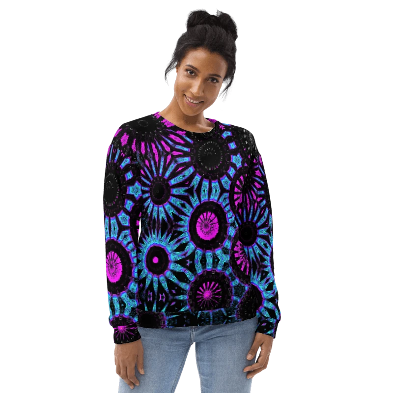 Abstract Circular Shapes in Turquoise, Black and Pink Unisex Sweatshirt product image (2)
