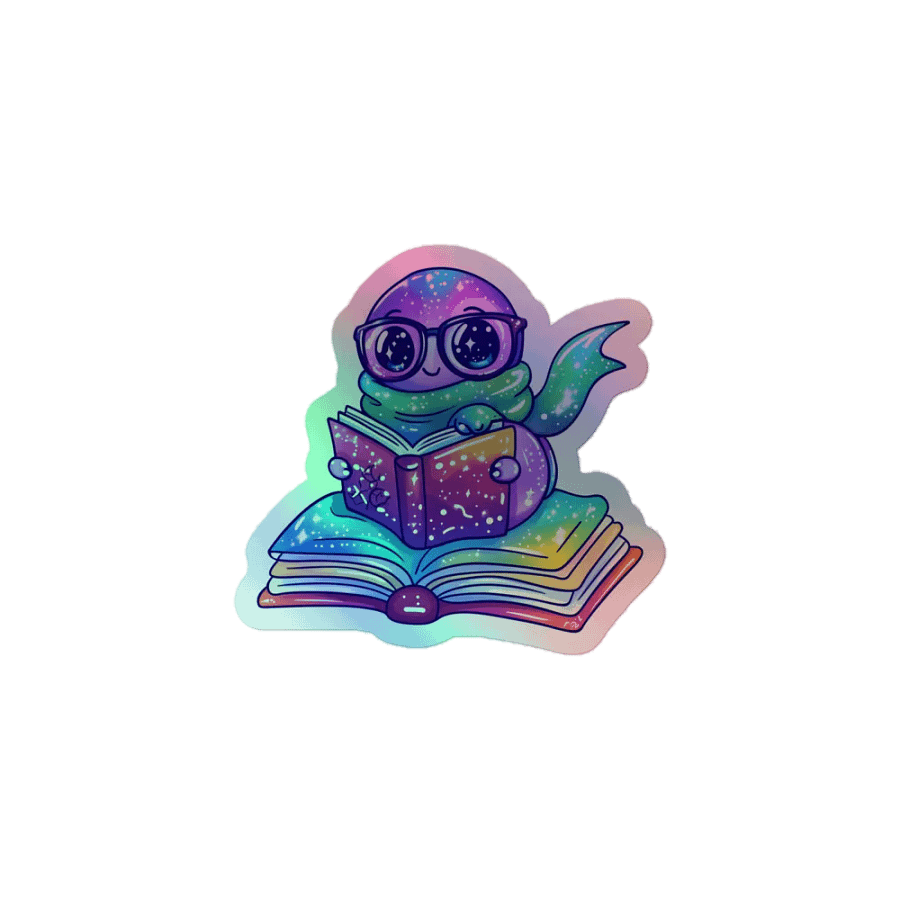 Bookworm Bliss Holographic Sticker product image (1)