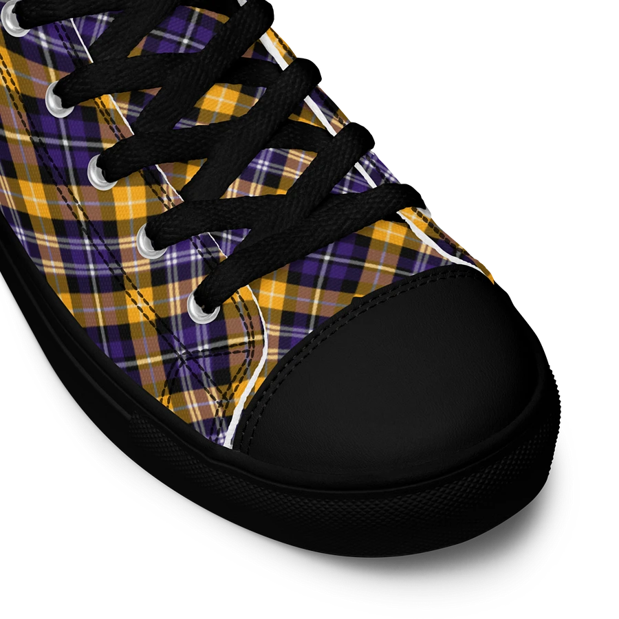 Purple and Yellow Gold Sporty Plaid Men's High Top Shoes product image (11)