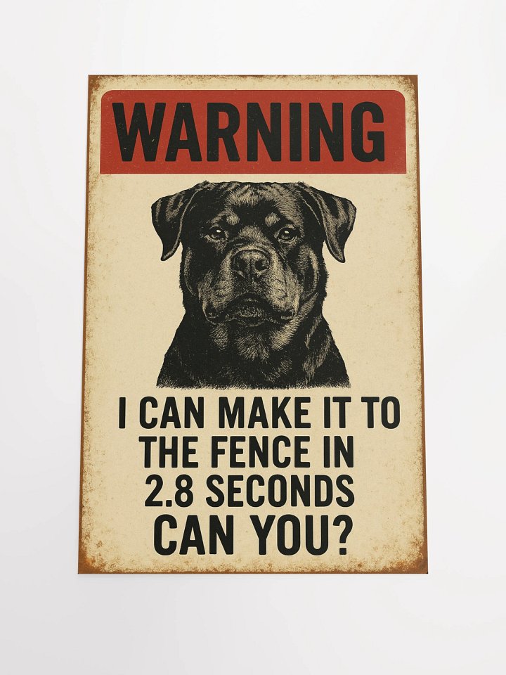 Rottweiler Rottweiler - Warning I Can Make It To The Fence In 2.8 Seconds... Can You? product image (1)