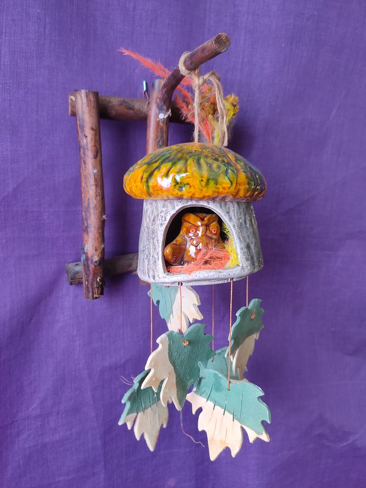 Mocho Apanha Sonhos Mexicano | Peça Única em Madeira e Cerâmica | Decoração de Parede Vintage | Inteligência e Sabedoria product image (1)