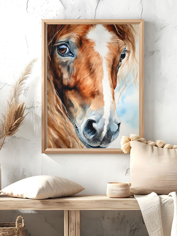 Watercolor Farmhouse Horse Portrait product image (1)