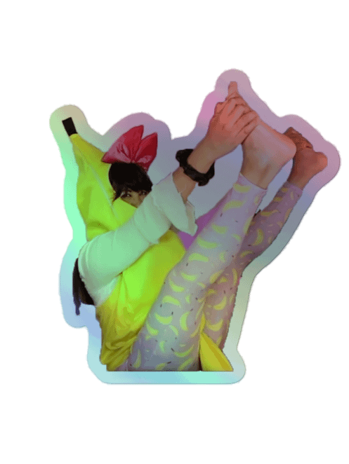 Banana Yoga holographic sticker product image (1)