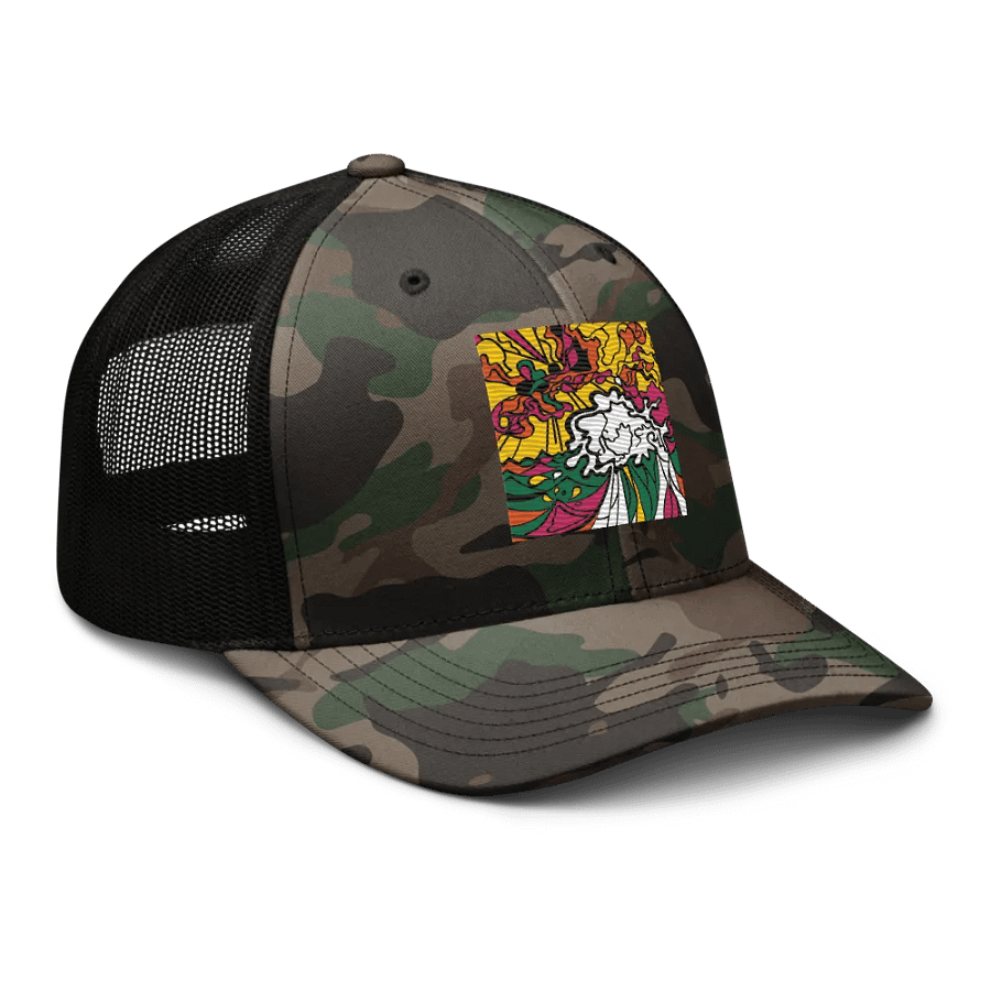Vibrant Swirl Camo Trucker Hat - Wave at Sunset product image (6)
