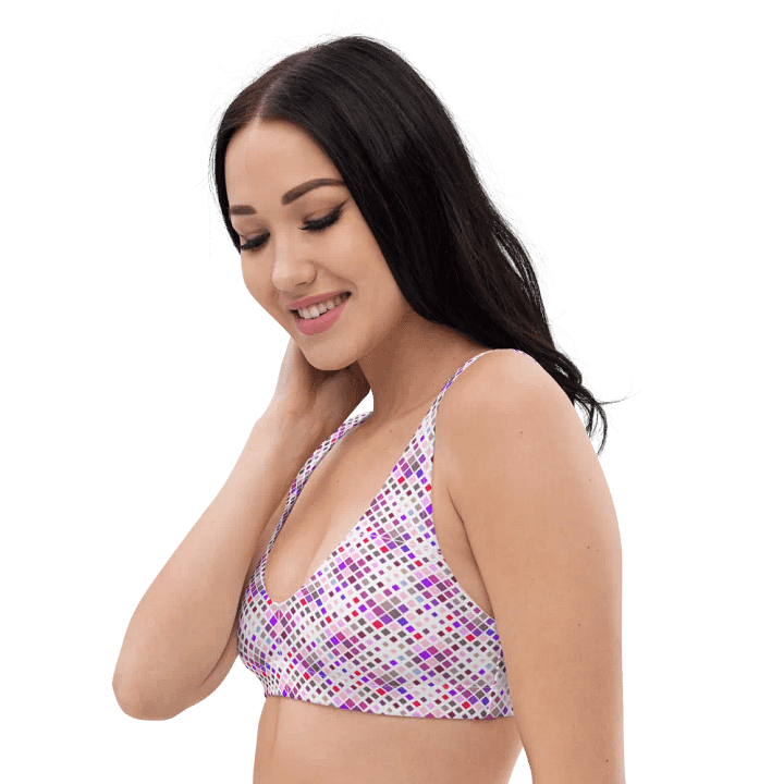 Colorful Square Pattern Design Padded Bikini Top - V1 product image (1)