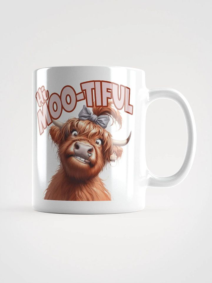 "Hi Moo-tiful." Funny Cow. White glossy mug product image (2)
