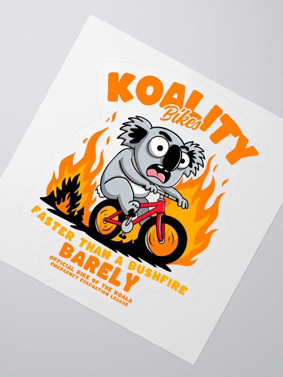 Funny Koala Bike Sticker – “Faster Than a Bushfire (Barely)” – Aussie Animal Cycling Pun Decal product image (2)