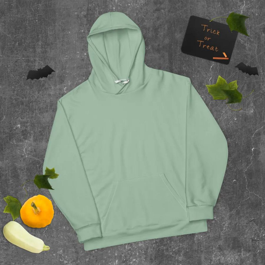 Plain Light Sage Green Soft Summer Unisex Recycled Polyester Heavyweight Premium Hoodie by Treasure Pie product image (10)