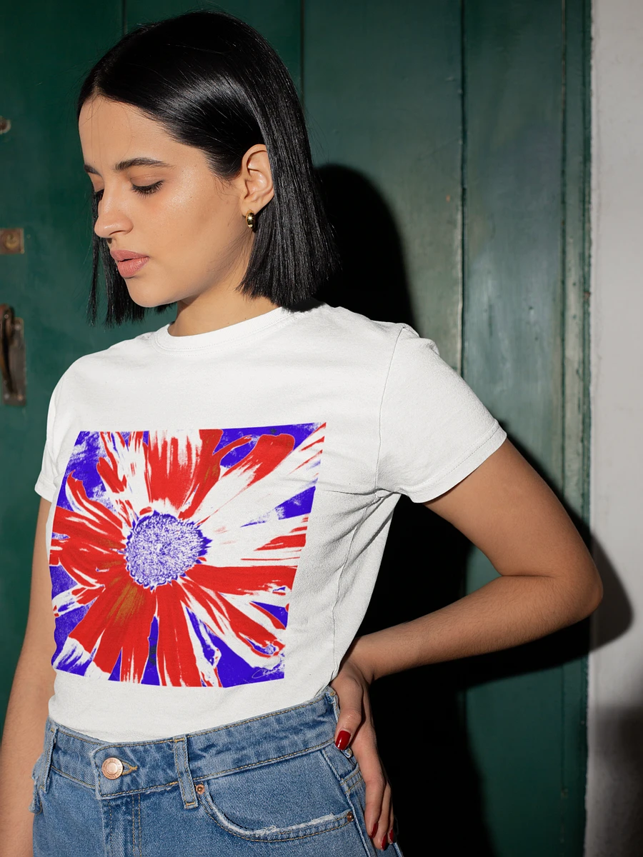 Navy, Red and White Daisy on Navy Abstract Background Women's T Shirt product image (13)