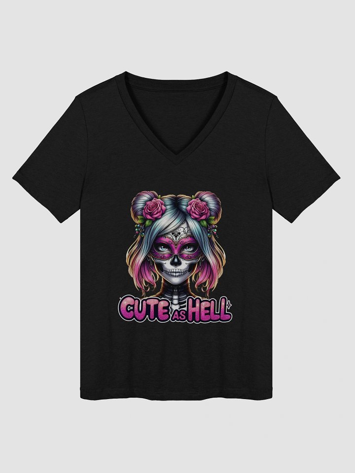 Cute as Hell Sugar Skull V-Neck Tee product image (1)