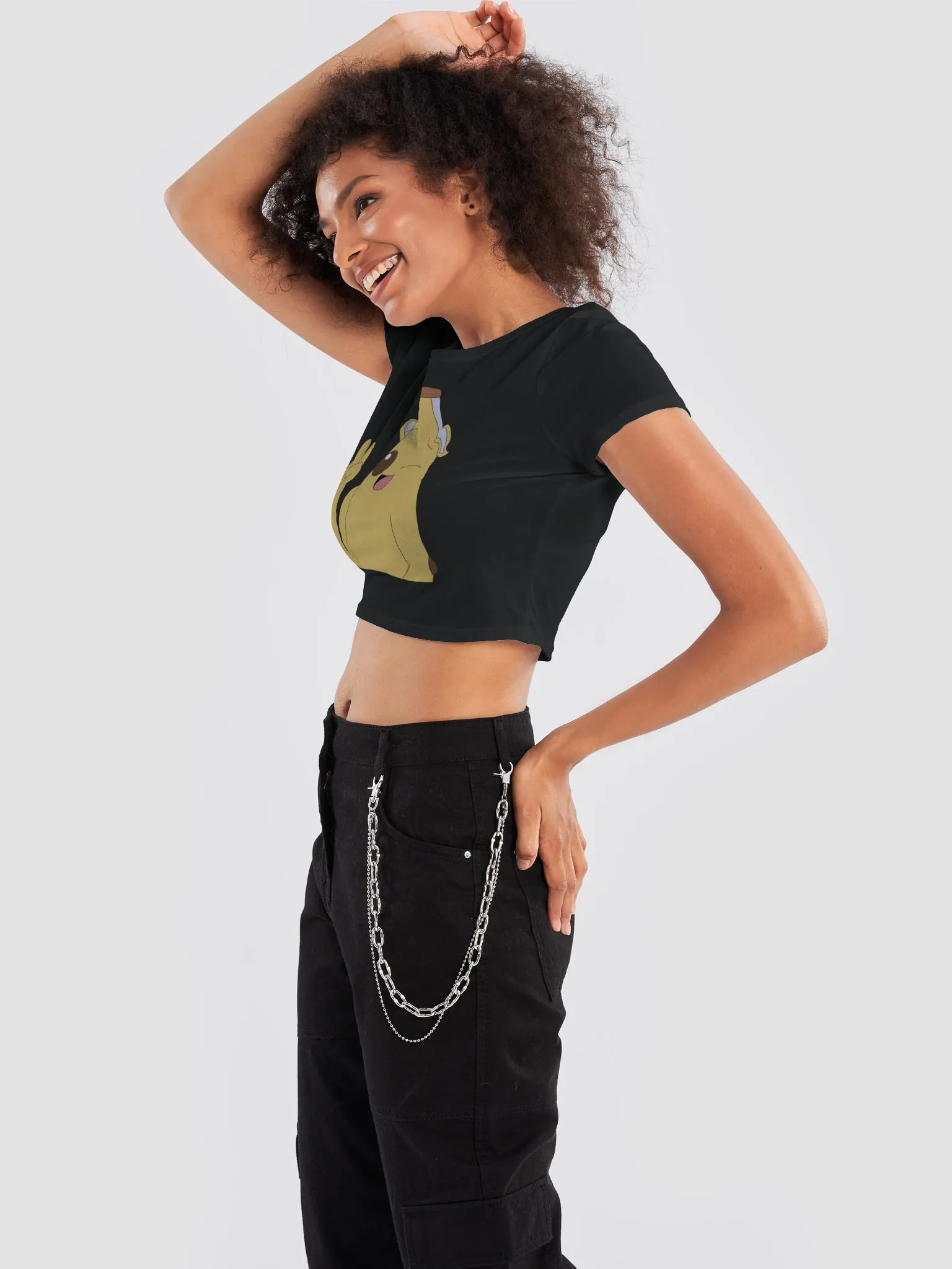 Peace Out Yellow Cartoon Crop Tee product image (10)