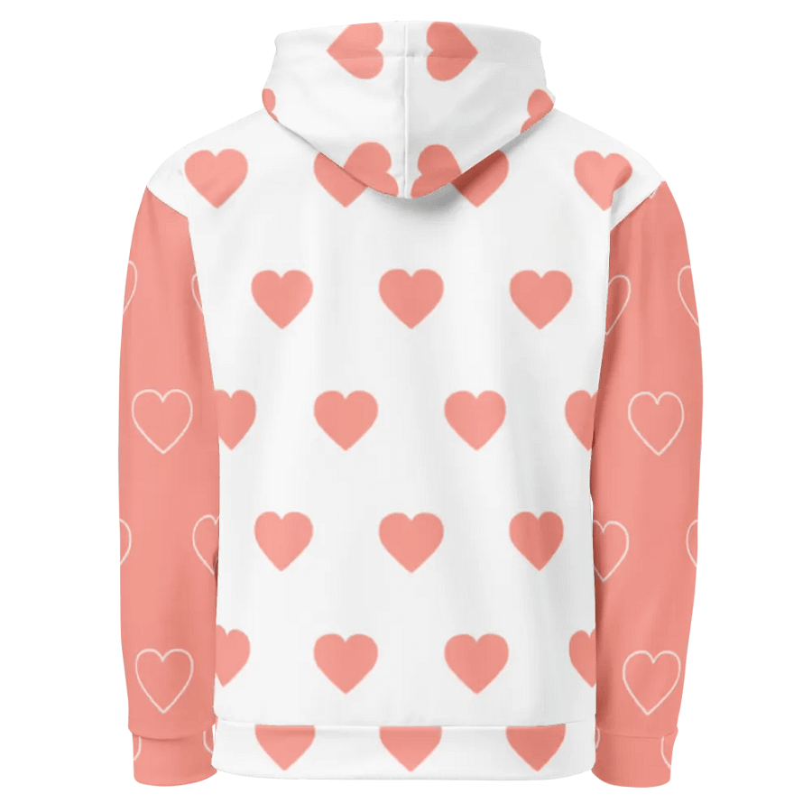 Orm Kornnaphat Heart Design Unisex Hoodie (White & Pink) product image (7)
