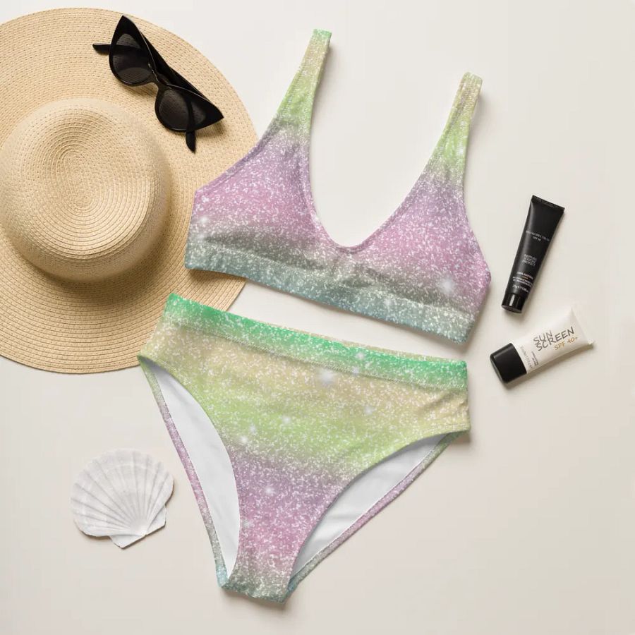 Glitter Unicorn Texture Design High Waisted Bikini (12) product image (11)