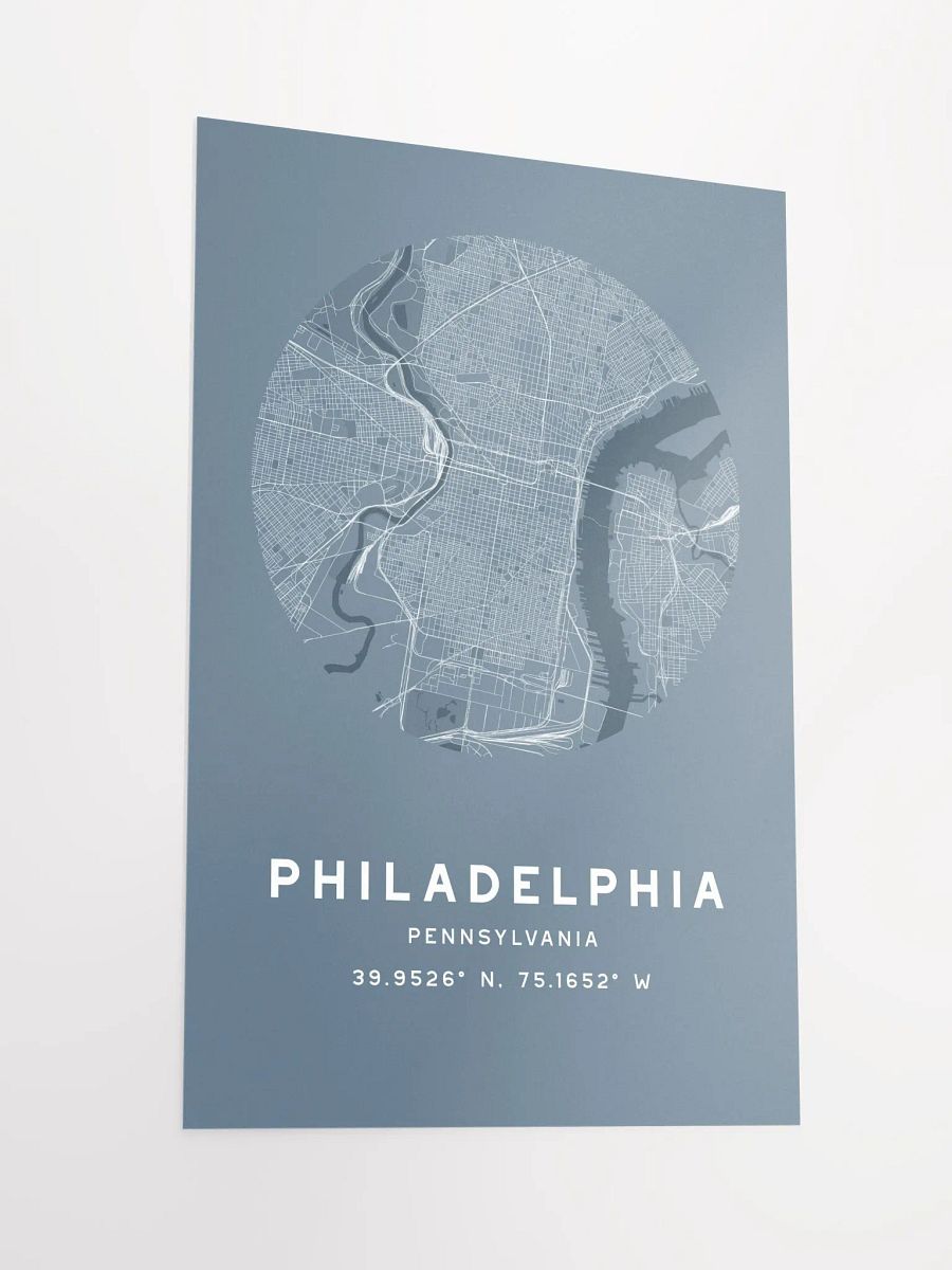Philadelphia Street Map Poster – Blue Minimalist Circular City Art product image (4)