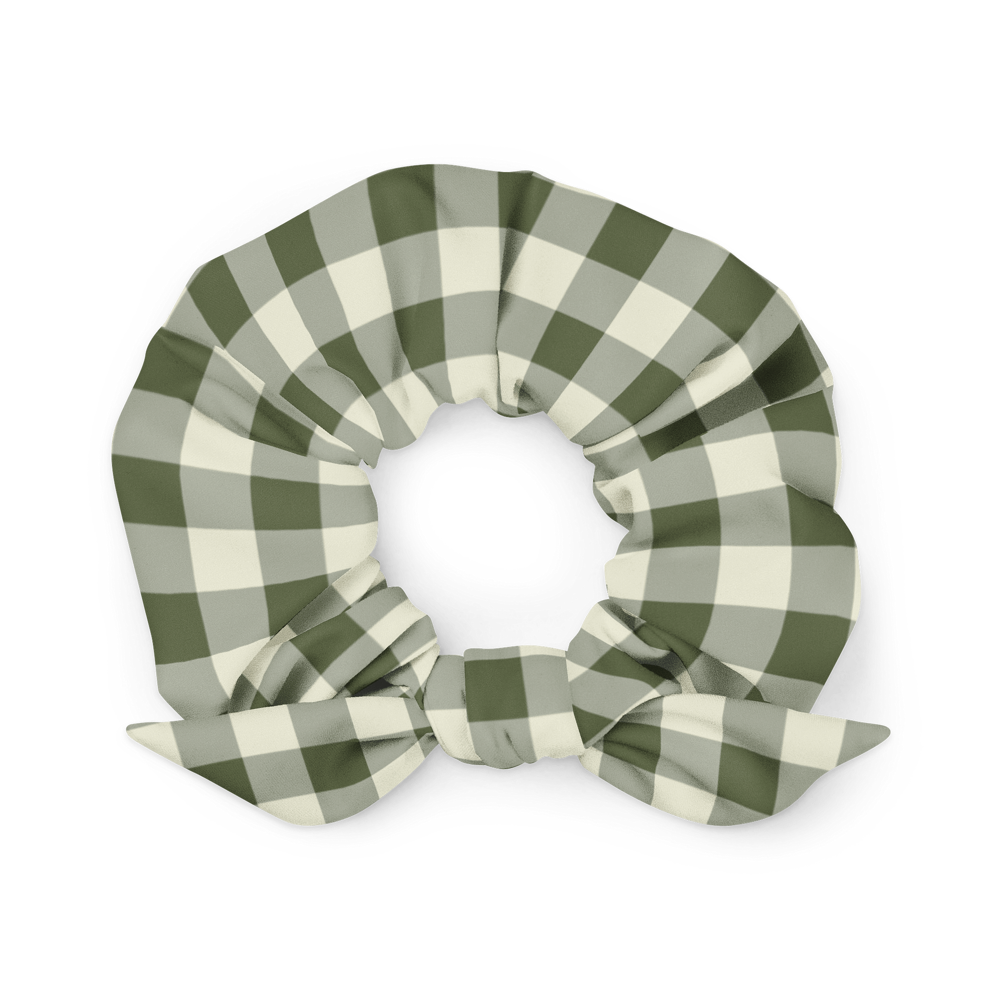 Green & Cream Gingham Scrunchie product image (1)
