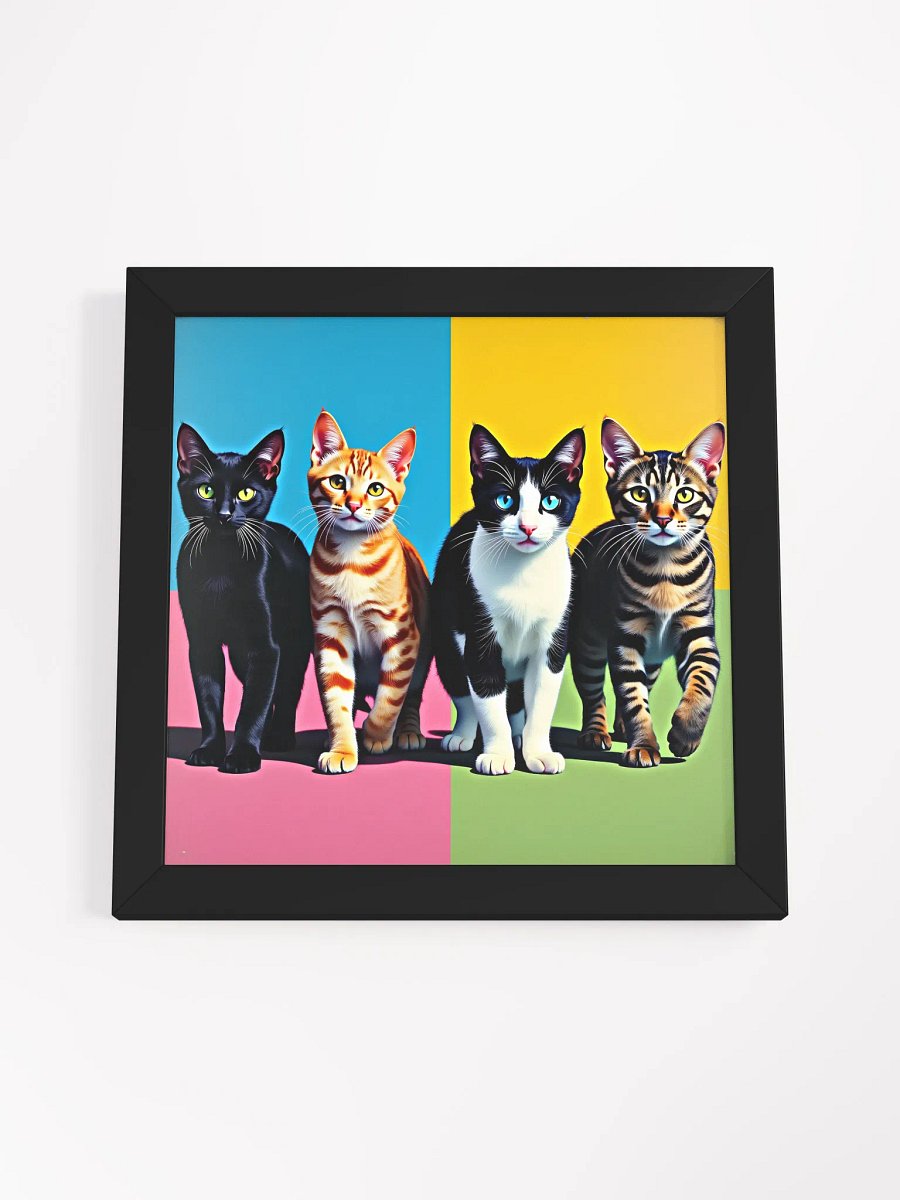 Vibrant Pop Art Cats Framed Matte Poster product image (4)