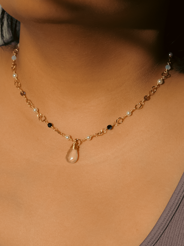 Non binary pride - Rose quartz pendant necklace product image (1)