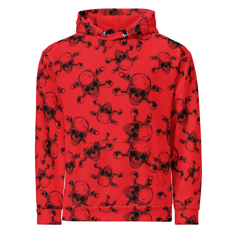 Skull & Bones - Red - All-Over Print Recycled Unisex Hoodie product image (5)