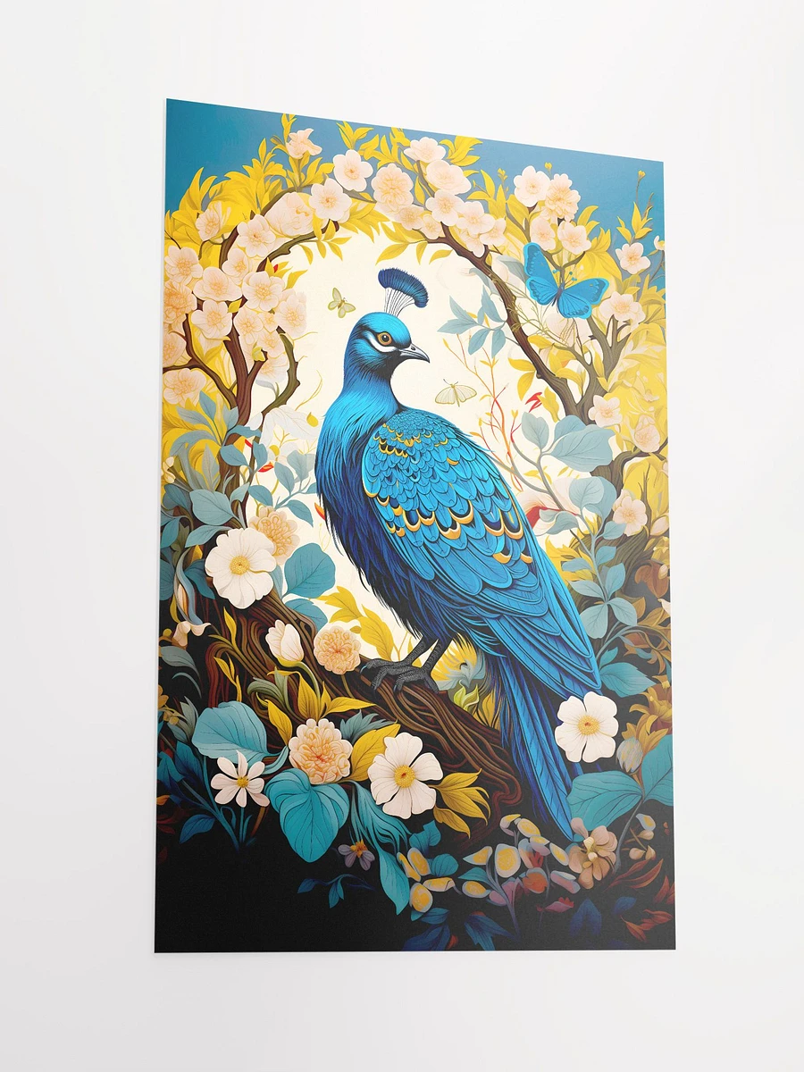 Peacock Amidst Spring Summer Florals and Blooms Matte Poster product image (4)