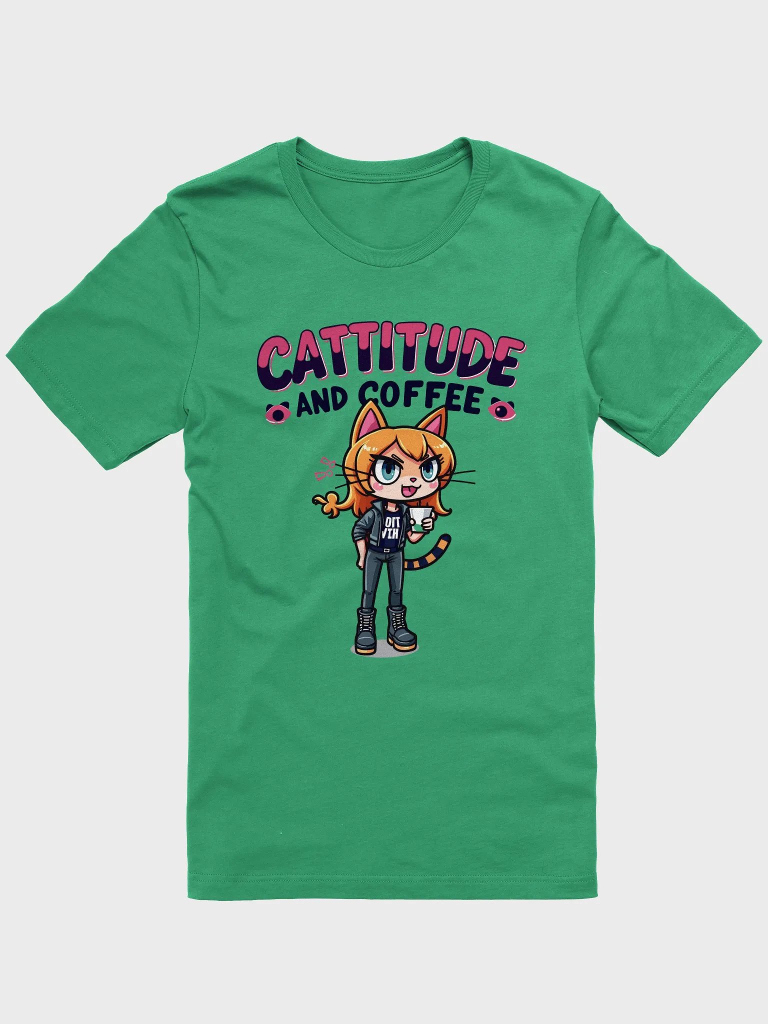 Cattitude and Coffee Cartoon T-Shirt product image (5)