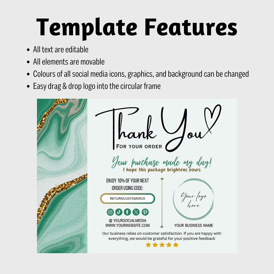 Esmeralda - Thank You Card Template product image (7)