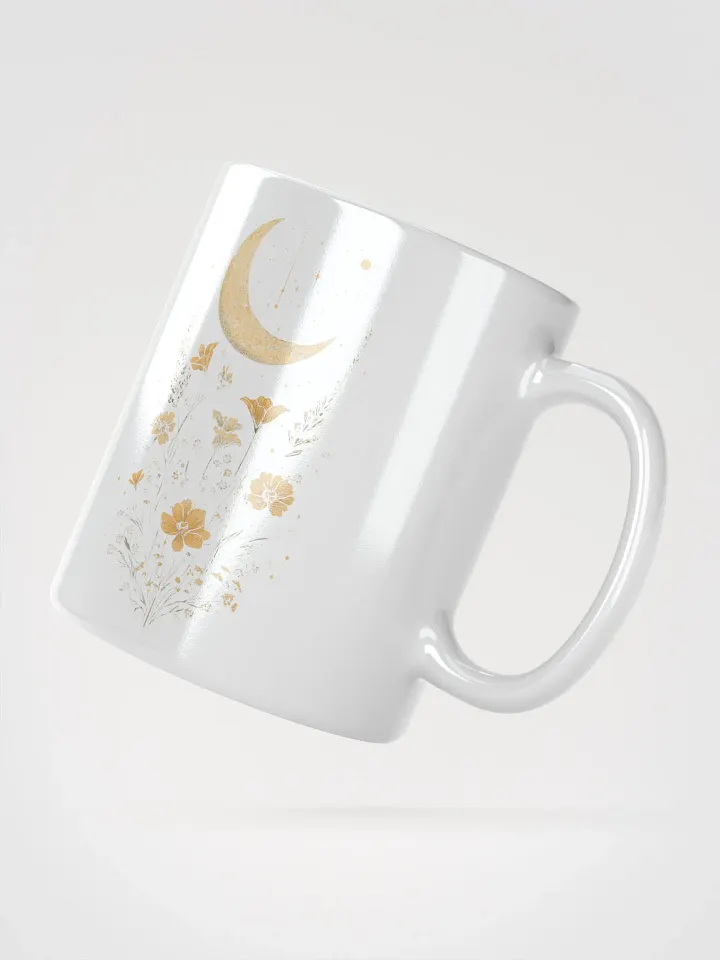 Floral Crescent Moon White Glossy Mug product image (5)