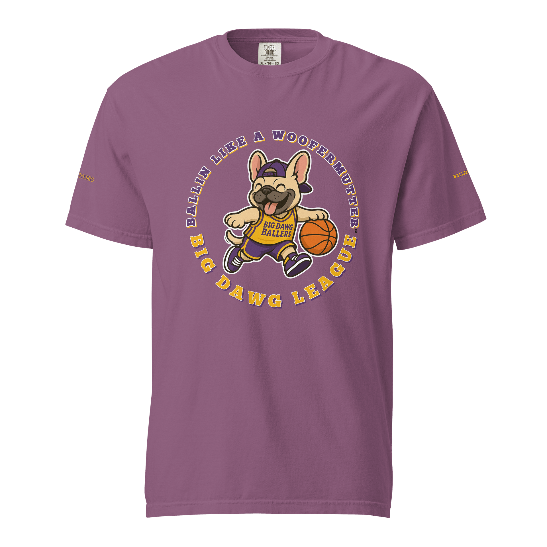 French Bulldog Ballin Like A WooferMutter™ Unisex Garment-Dyed Heavyweight T-Shirt product image (2)