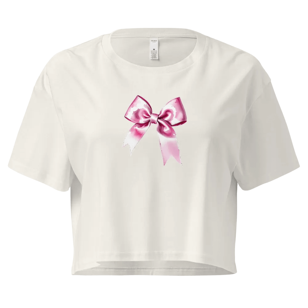 Glossy Pink Ribbon Bow Crop Top product image (1)