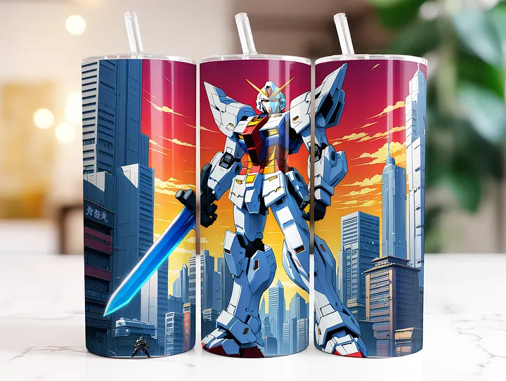 Anime Mecha Warrior 20 oz Skinny Stainless Steel Tumbler product image (2)