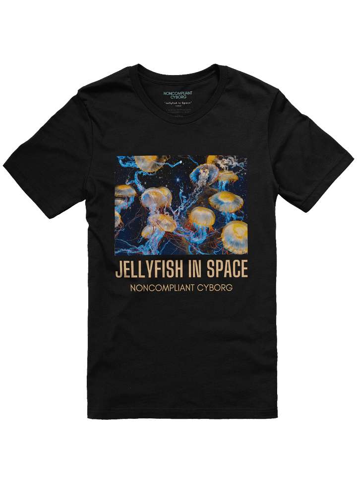 Jellyfish in Space with text Black T-Shirt product image (1)