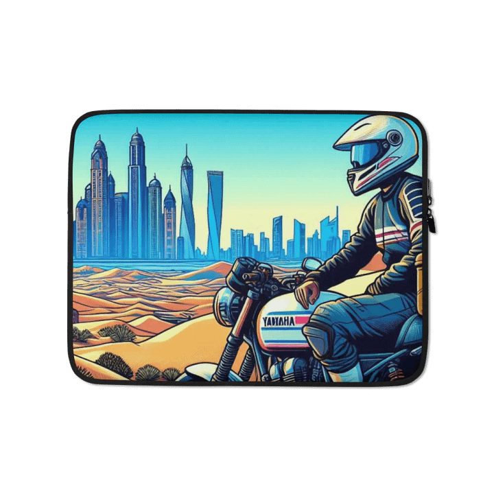 Desert Rider Laptop Sleeve | biker in Dubai AI design product image (1)