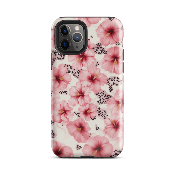 Tropical Pink Hibiscus Leopard Spots - Tough Phone Case product image (2)