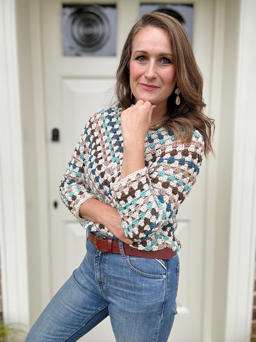 Top Down Crochet Granny Stitch Sweater Pattern Adult Sizes product image (3)