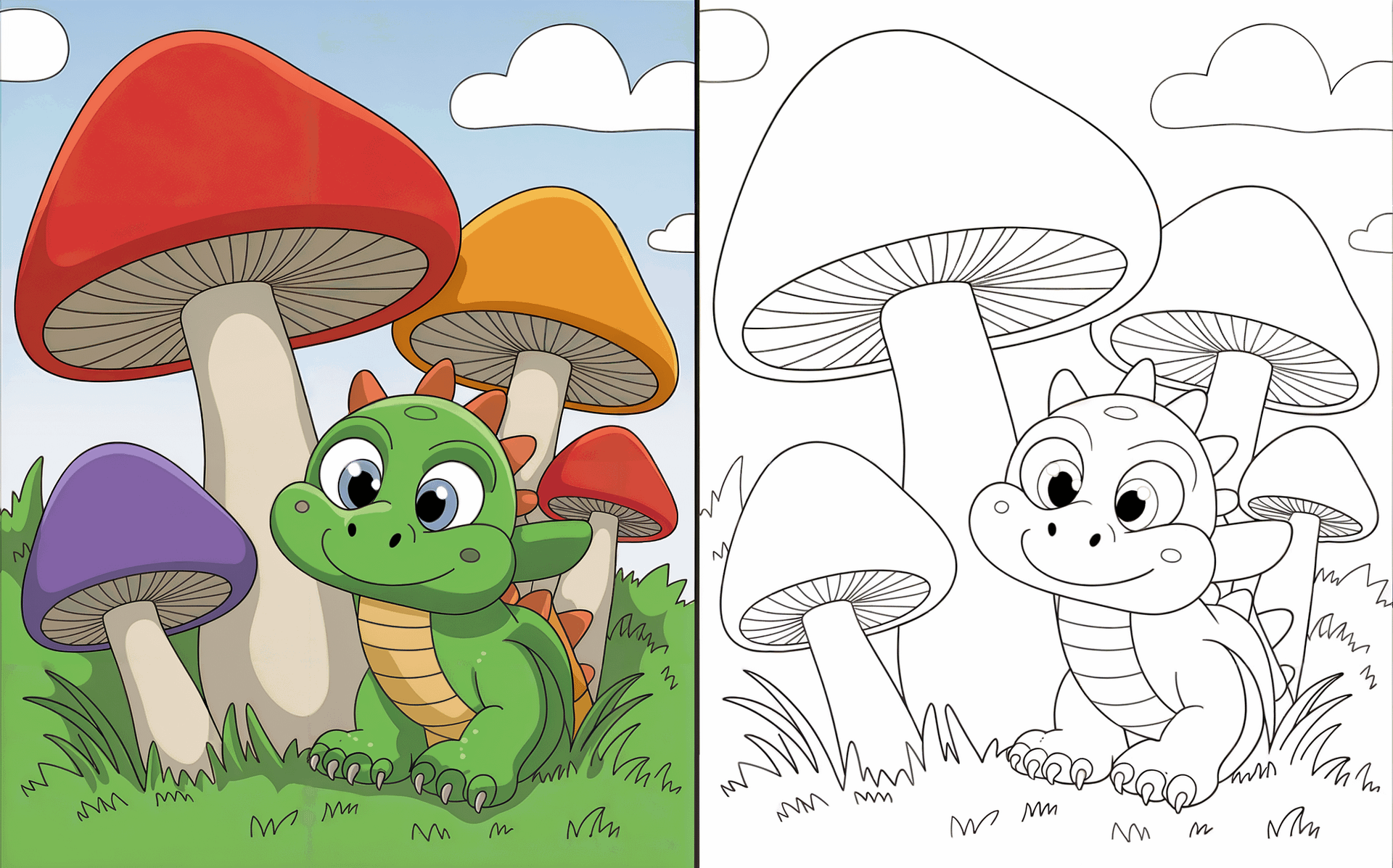 Cute Dragon Coloring Pages | 20+ Fantasy Designs | Black & White + Colored Reference Pack product image (2)