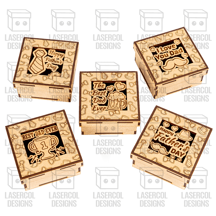 Free Laser File (MAY) - Father's Day Gift Boxes Set 1 (3 Sizes, 5 Styles) product image (2)