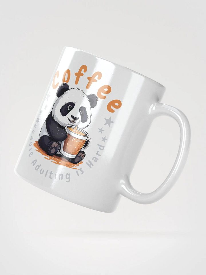 Coffee: Because Adulting is Hard – Funny White Glossy Mug | Double-Sided Cute Panda Design | Perfect for Coffee Lovers product image (2)