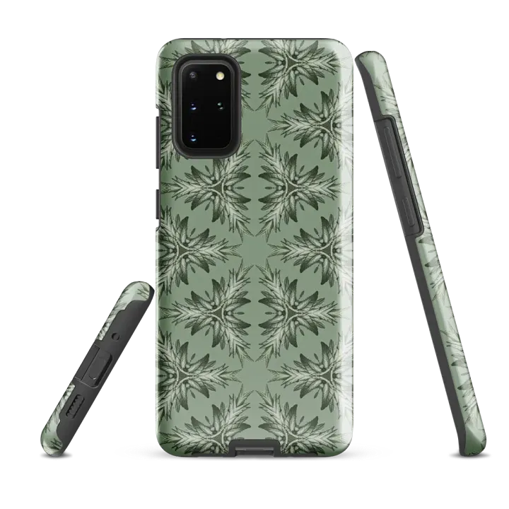 Tough Phone Case for Samsung® - Green Geometric Floral Pattern product image (2)
