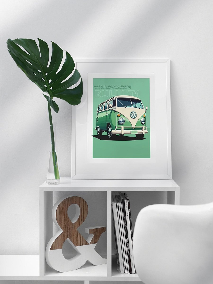 Volkswagen Bus T1 Poster, Vintage VW Van Art Print, Classic Camper Wall Art, Retro Hippie Transport, Collector’s Item, Car Enthusiast Gift product image (3)